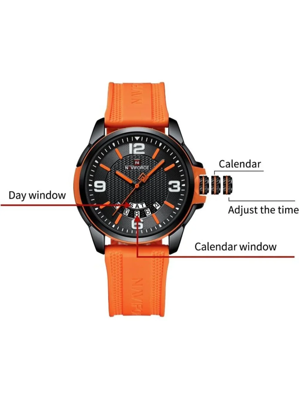 Unisex Orange Analog Quartz Silicone Strap Sport Military Waterproof Wrist Watch